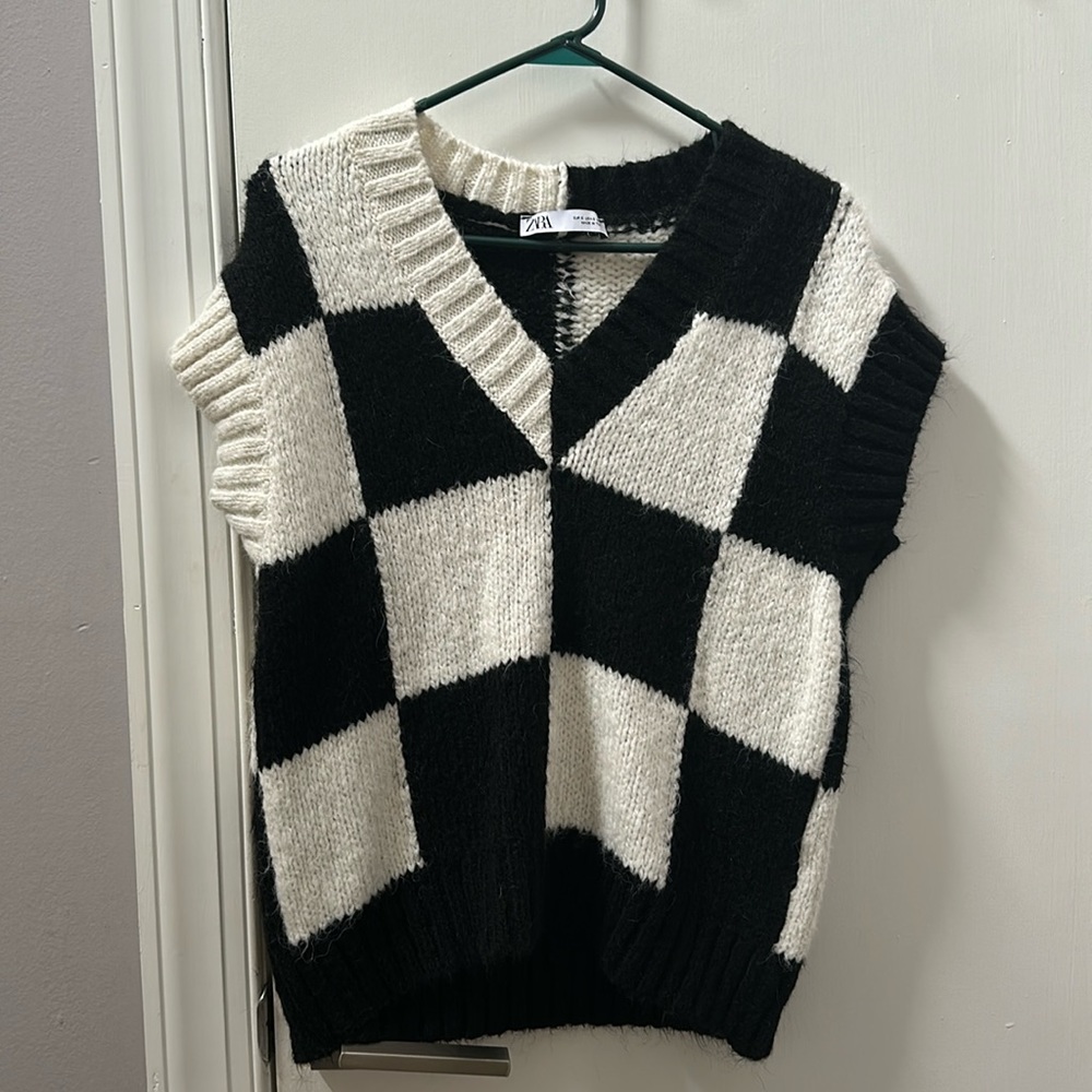 checkered sweater vest